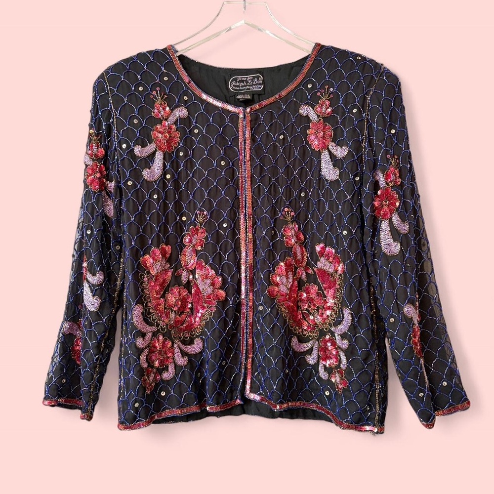 1970s Sequin Beaded Silk blouse by Joseph Le Bon